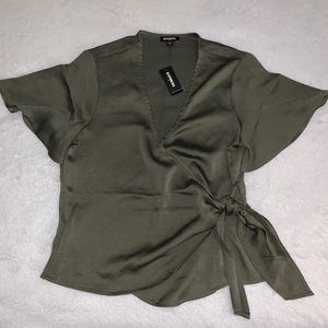 Express Green Blouse Size XS